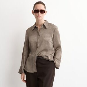 Mango Satin Striped Women's Button-Down Shirt